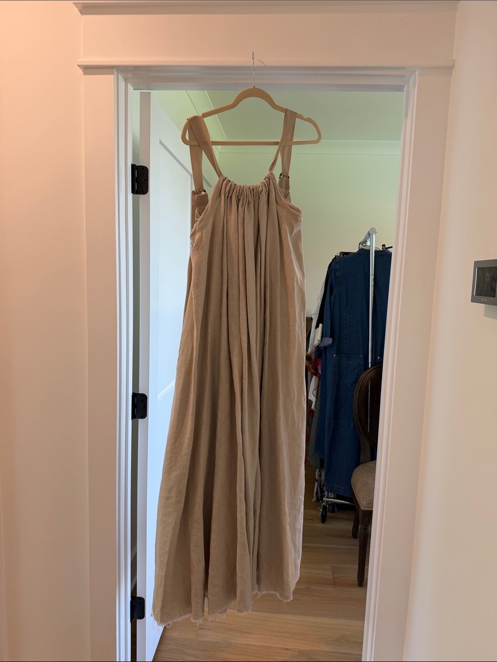 Amano by Lorena Laing natural Linen Maxi Sundress with Adjustable Straps